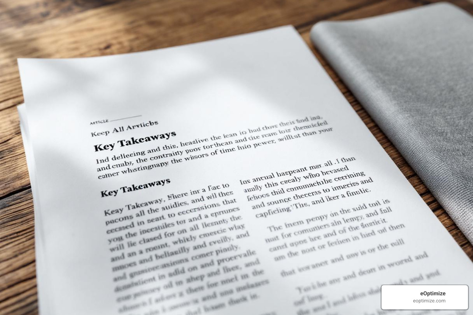 A well-structured article for LLM extraction, showing clear headings, short paragraphs, bullet points, and a 'Key Takeaways' section - LLM content optimization A well-structured article for LLM extraction, showing clear headings, short paragraphs, bullet points, and a 'Key Takeaways' section - LLM content optimization