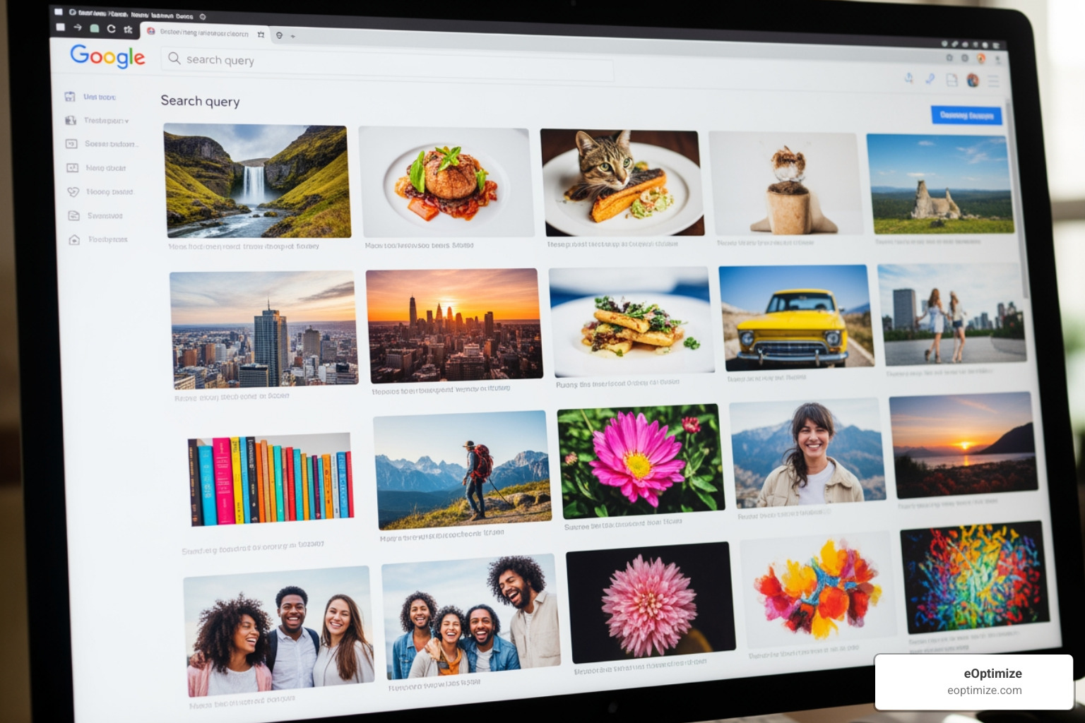 Google Image Search results page showing various images with descriptive captions - image alt text optimization