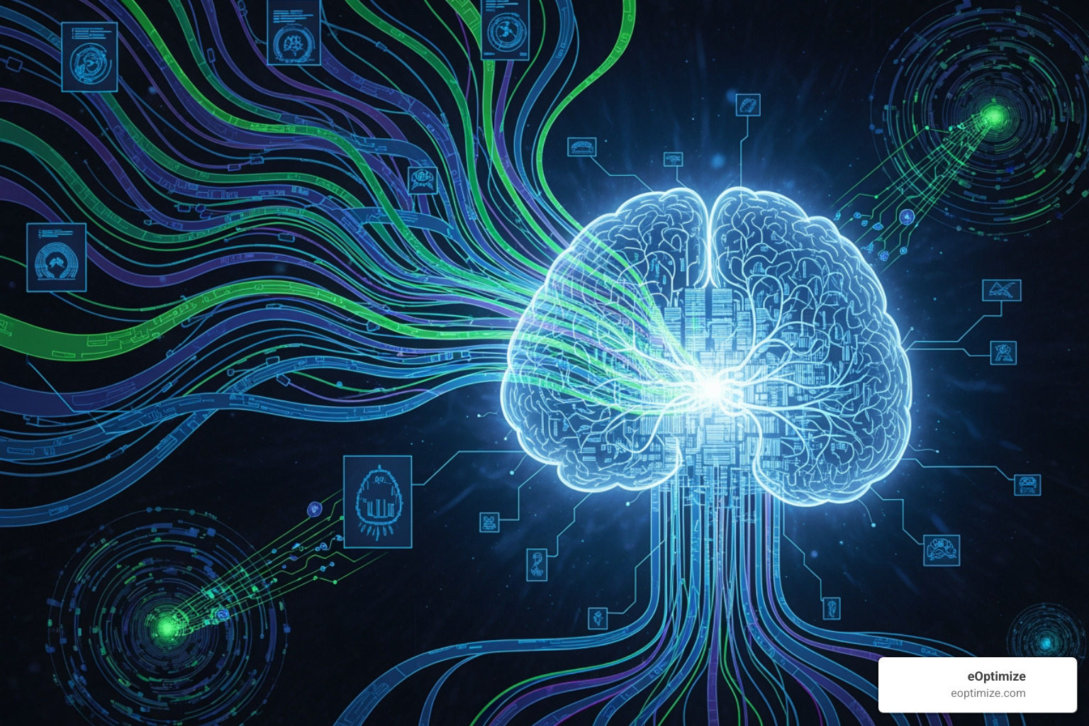 Diagram of AI crawlers feeding data into a large language model - AI search engine optimization