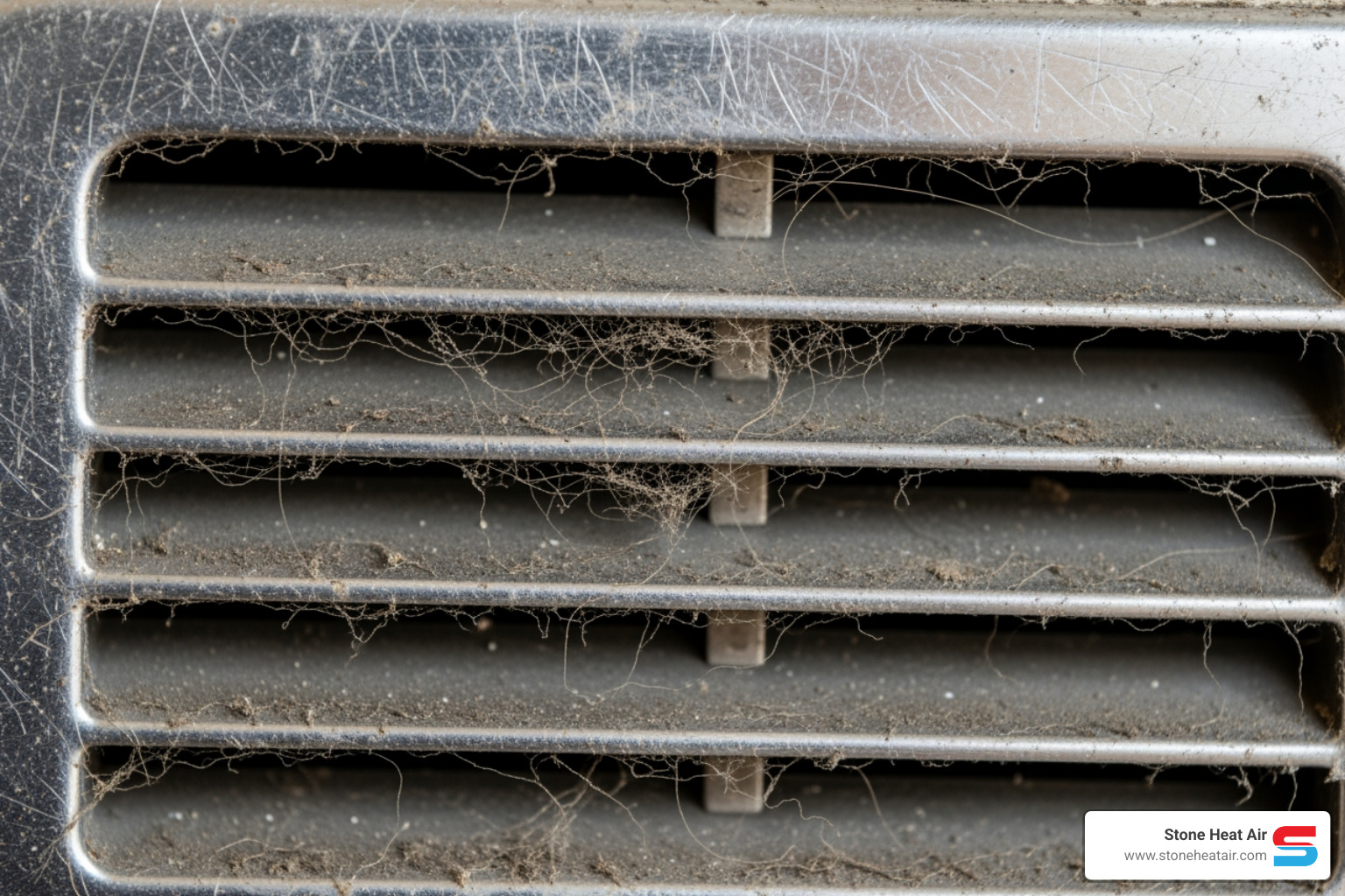A dusty air vent cover with visible grime and debris - best duct cleaning company in applegate or