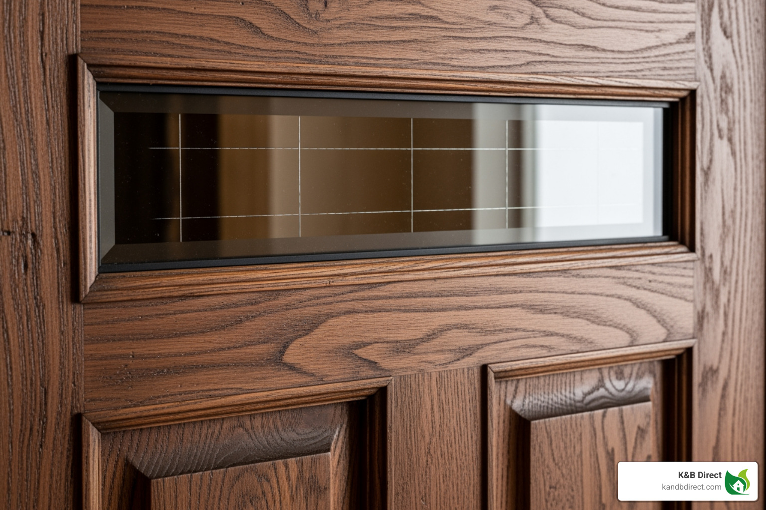 image showing a close-up of a fire-rated glazed panel in a Mexicano door - mexicano fire door