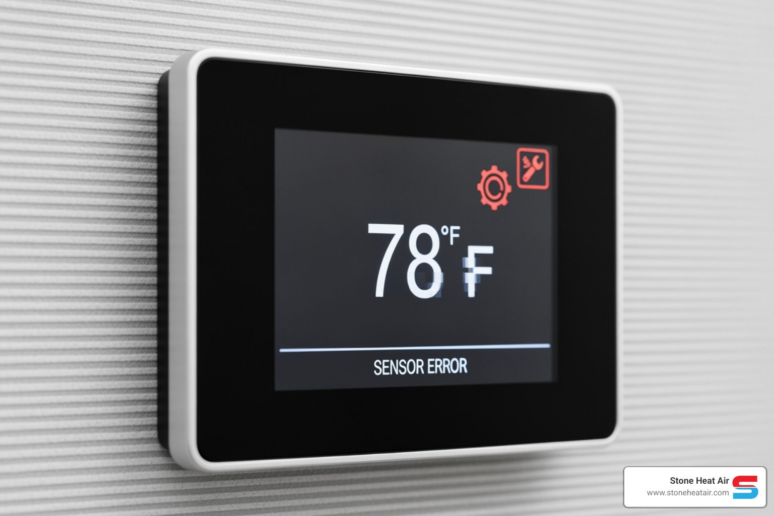 A close-up of a digital thermostat on a commercial wall, displaying an error message or unusual reading. - commercial hvac specialists in central point or A close-up of a digital thermostat on a commercial wall, displaying an error message or unusual reading. - commercial hvac specialists in central point or