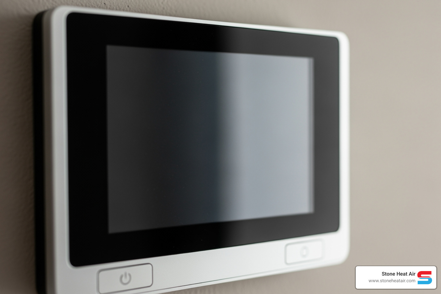 A thermostat with a blank screen, indicating a potential malfunction - best thermostat company in central point or