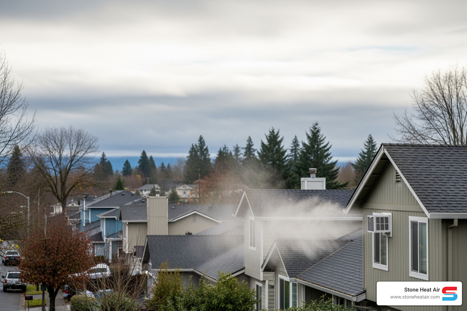 Modern smart thermostat display showing a comfortable temperature setting - heating blowing cold air in medford or Modern smart thermostat display showing a comfortable temperature setting - heating blowing cold air in medford or