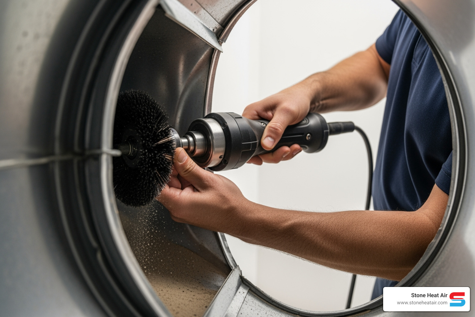 professional technician using a rotary brush inside a duct - duct cleaning making noise in grants pass or