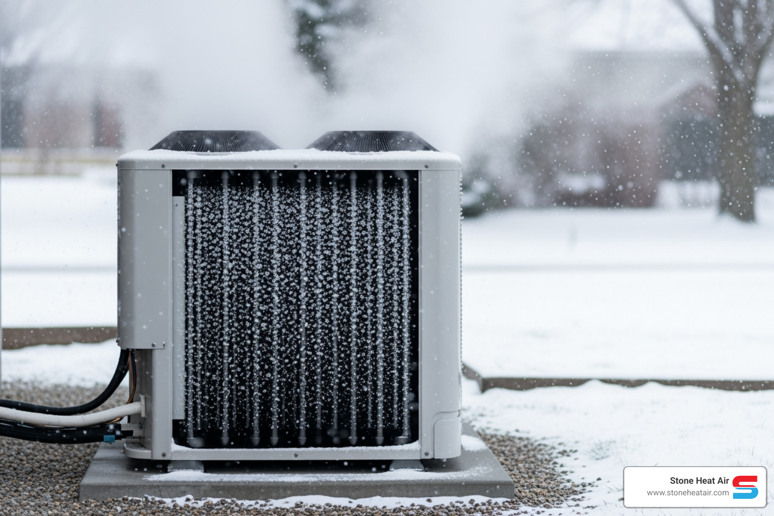 outdoor heat pump unit with steam rising - heat pump blowing cold air in klamath falls or outdoor heat pump unit with steam rising - heat pump blowing cold air in klamath falls or