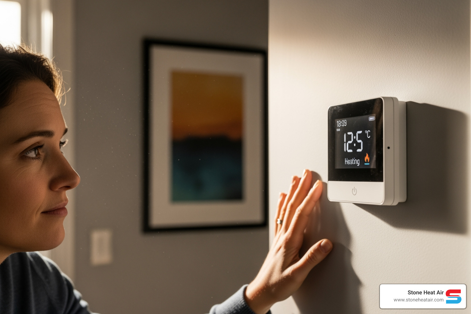 a person looking confused at a thermostat - heating blowing cold air in gold hill or a person looking confused at a thermostat - heating blowing cold air in gold hill or