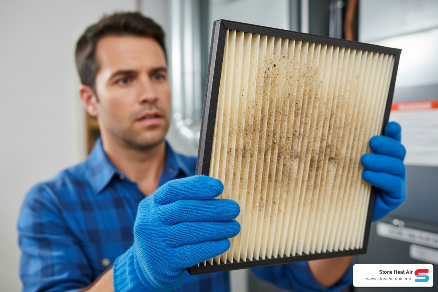 a homeowner inspecting a furnace filter - heating blowing cold air in gold hill or a homeowner inspecting a furnace filter - heating blowing cold air in gold hill or