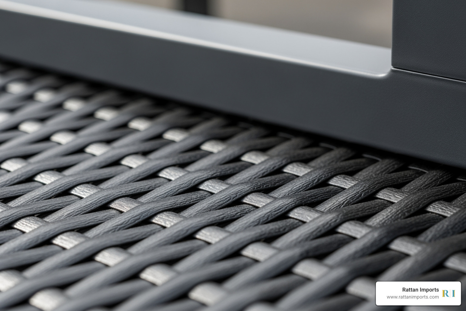 a close-up shot highlighting the texture of black PE rattan weave and a sturdy, powder-coated aluminum frame - black wicker chaise lounge