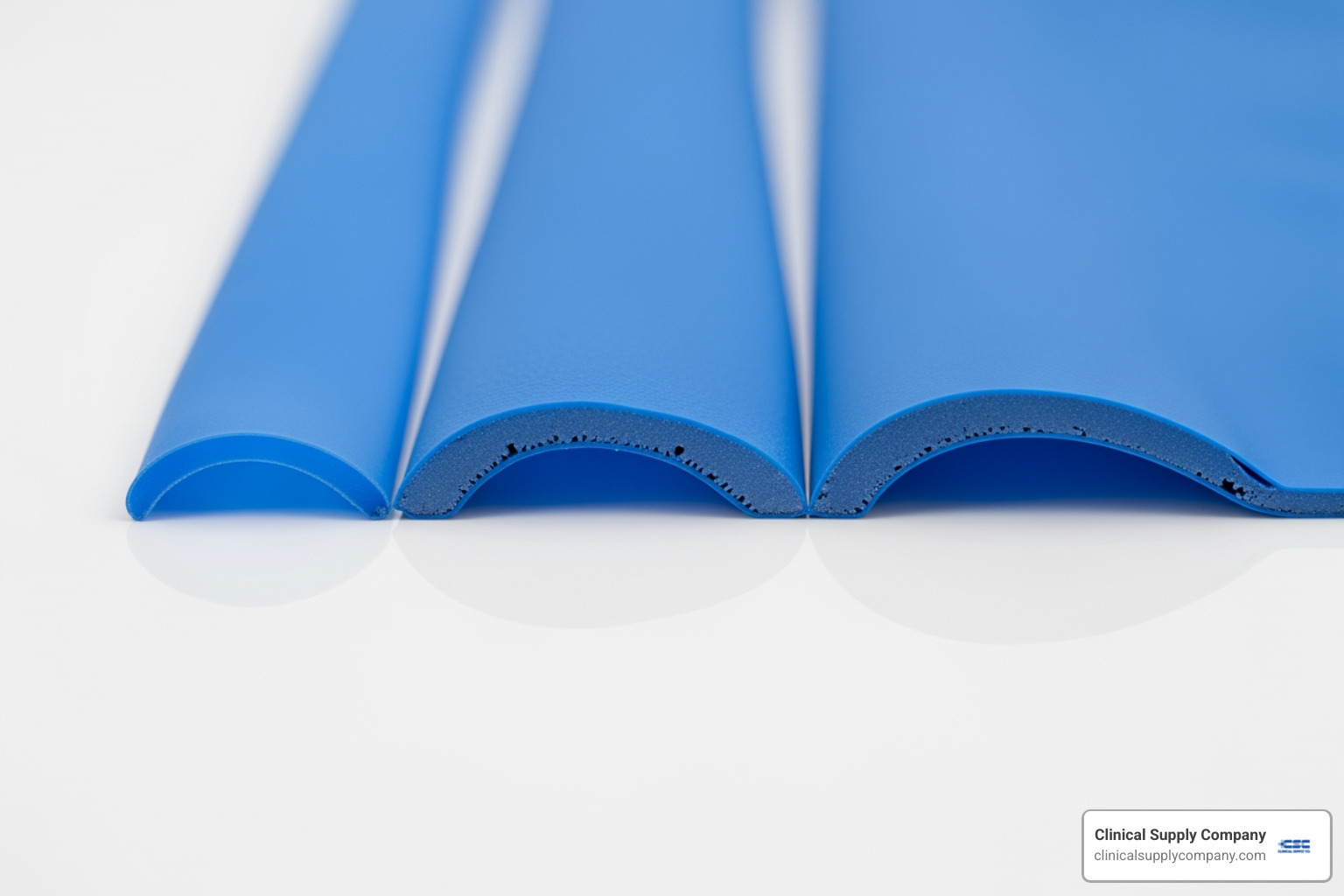 cross-section of different glove thicknesses - nitrile exam gloves