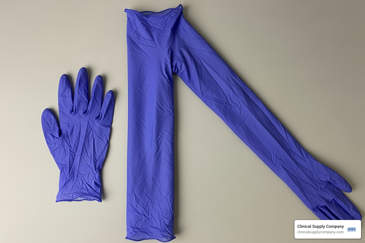 standard cuff glove compared to an extended cuff glove - nitrile exam gloves