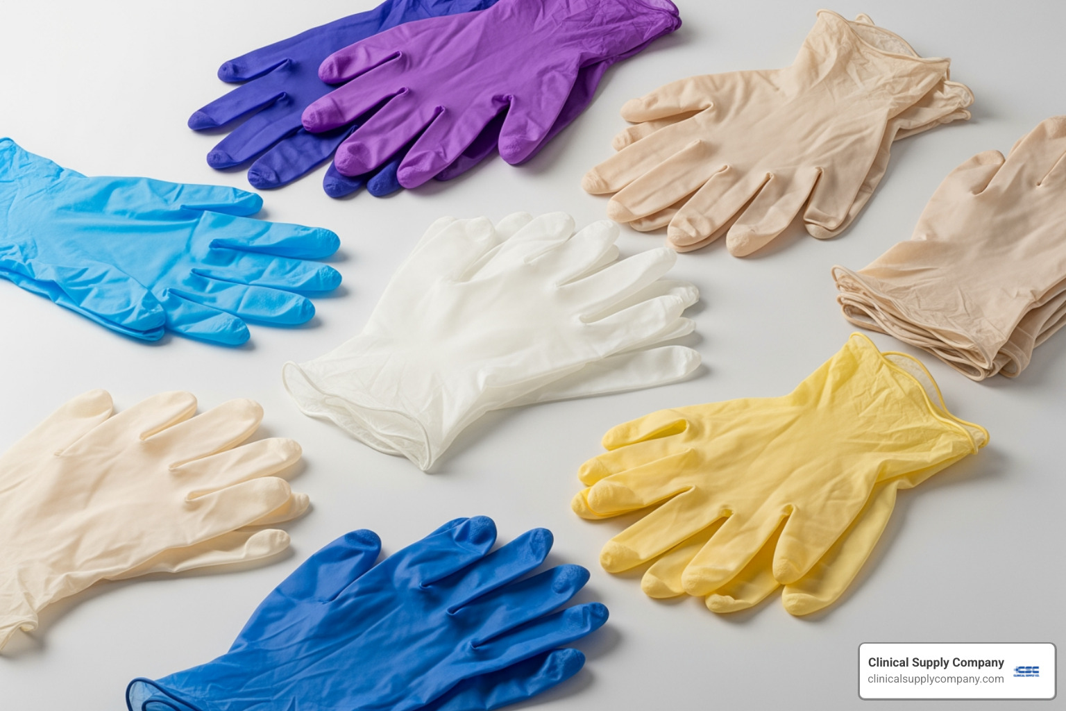 variety of disposable glove materials including nitrile, vinyl, and latex - non sterile gloves