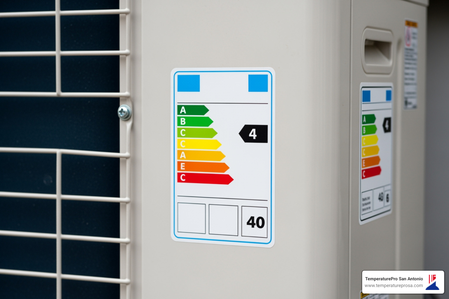 energy efficiency rating sticker on a new HVAC unit - heating replacement in bergheim tx energy efficiency rating sticker on a new HVAC unit - heating replacement in bergheim tx