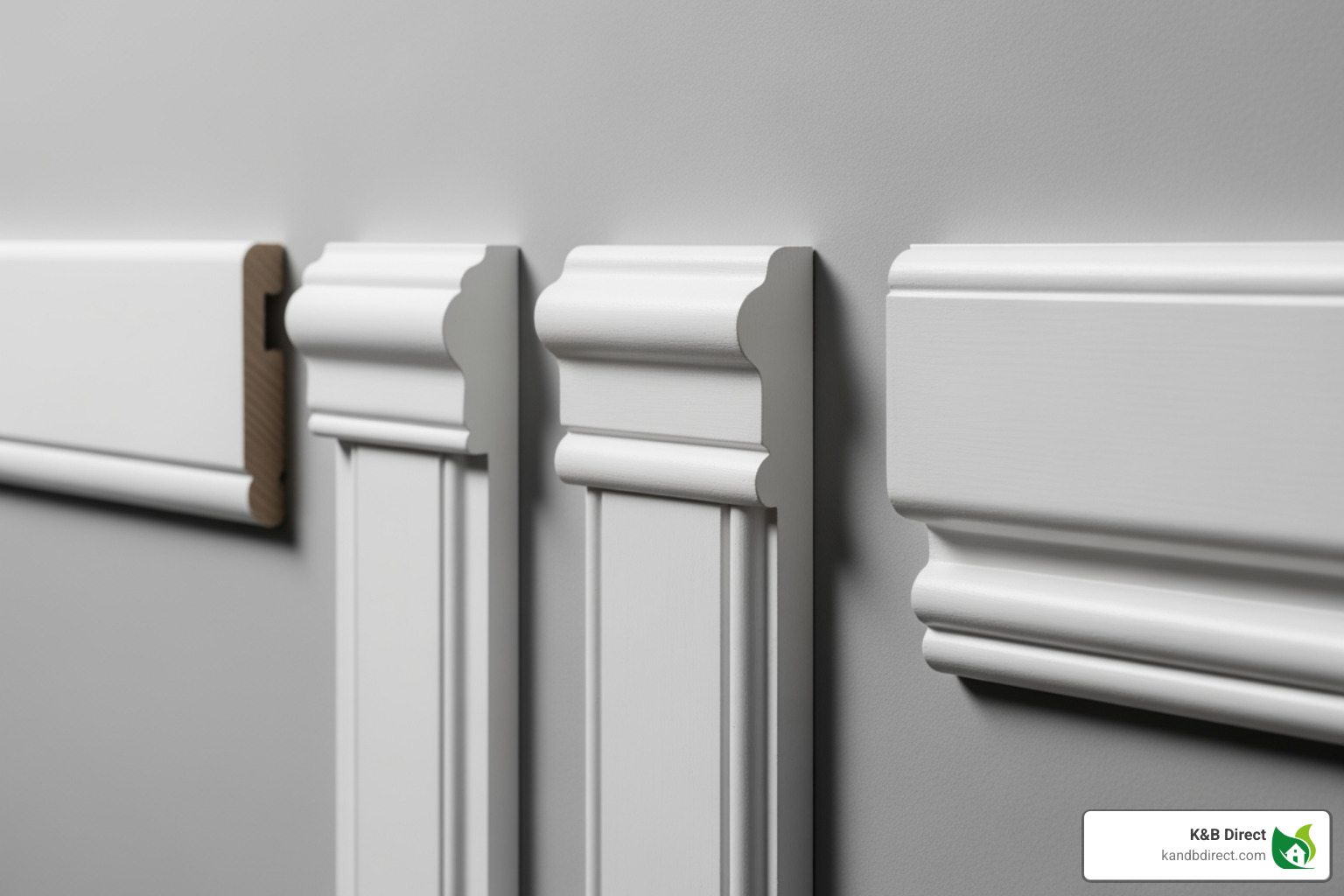 Different modern baseboard profiles like flat, eased edge, and step bevel - modern base moulding Different modern baseboard profiles like flat, eased edge, and step bevel - modern base moulding