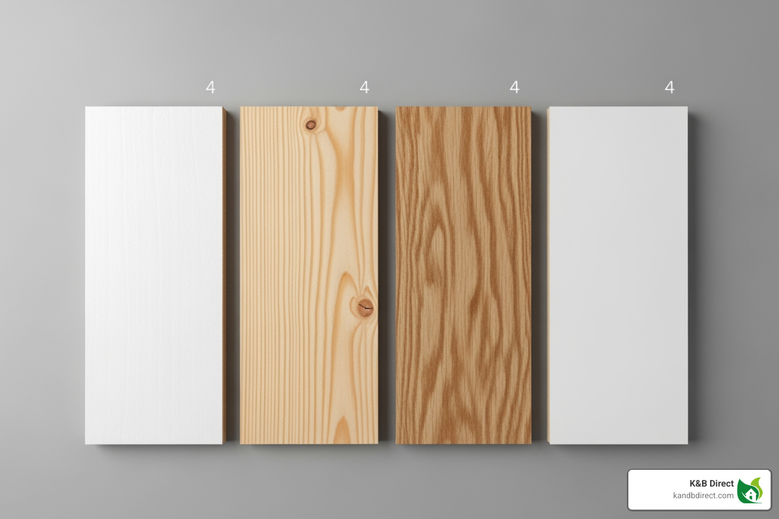 different baseboard material samples including MDF, Pine, Oak, and PVC - baseboard moulding