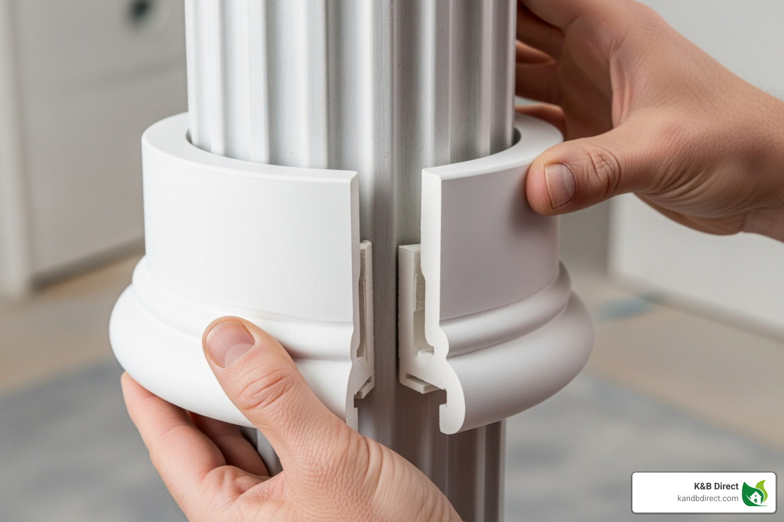 Installation process of a two-piece wrap-around column base - column base trim