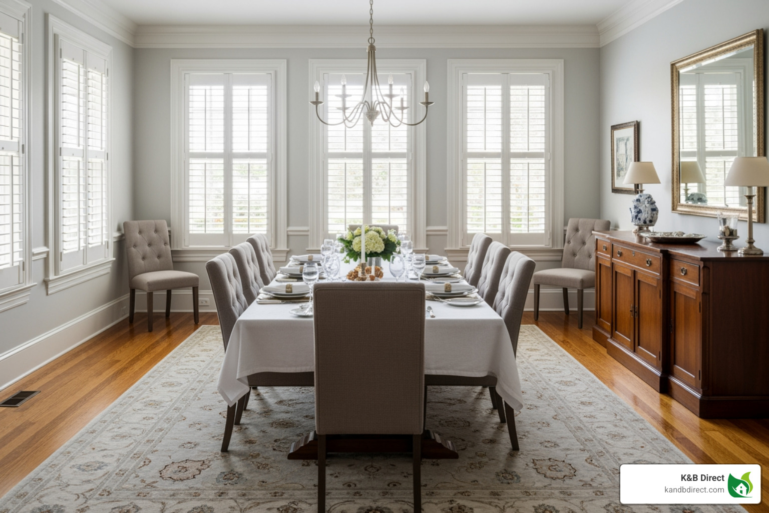dining room with classic white wood shutters - what window treatments look best with modern farmhouse decor dining room with classic white wood shutters - what window treatments look best with modern farmhouse decor
