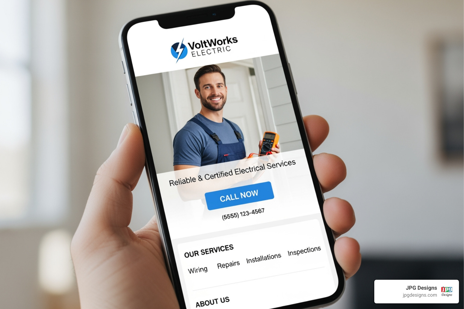 Mobile-friendly electrician landing page with a clear CTA - Google Ads for electricians