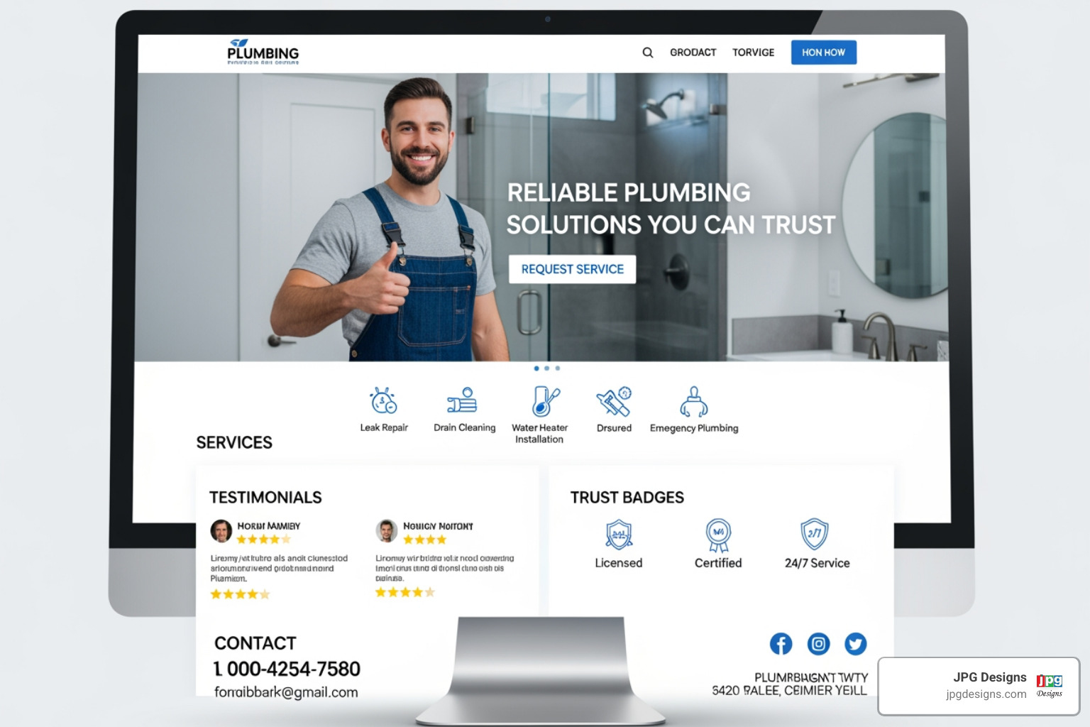 a trust-focused plumber website design - Plumber website design