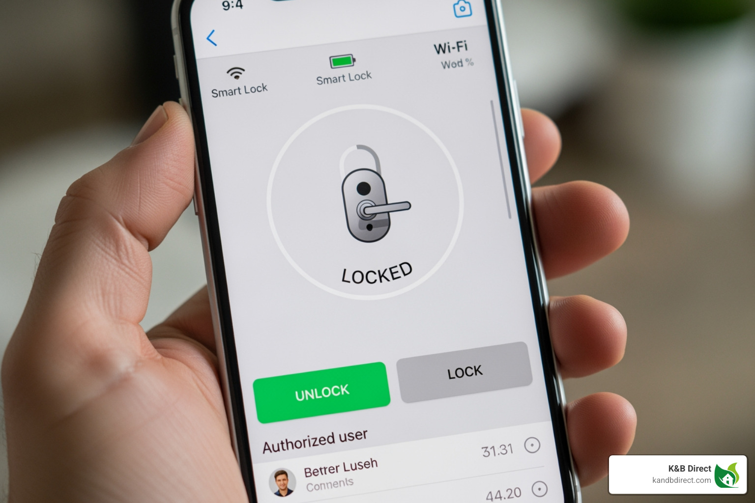 A smartphone screen showing a smart lock app interface - smart bifold door handle A smartphone screen showing a smart lock app interface - smart bifold door handle