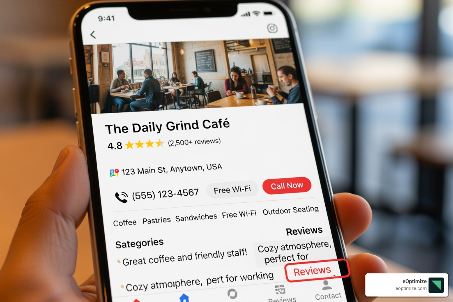 optimized business profile on smartphone - Voice search local SEO