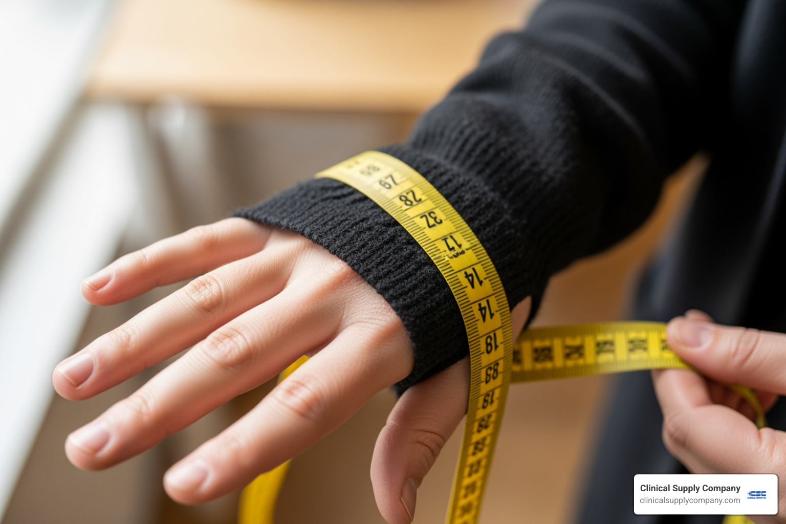 a hand being measured for glove size - Dental assistant gloves