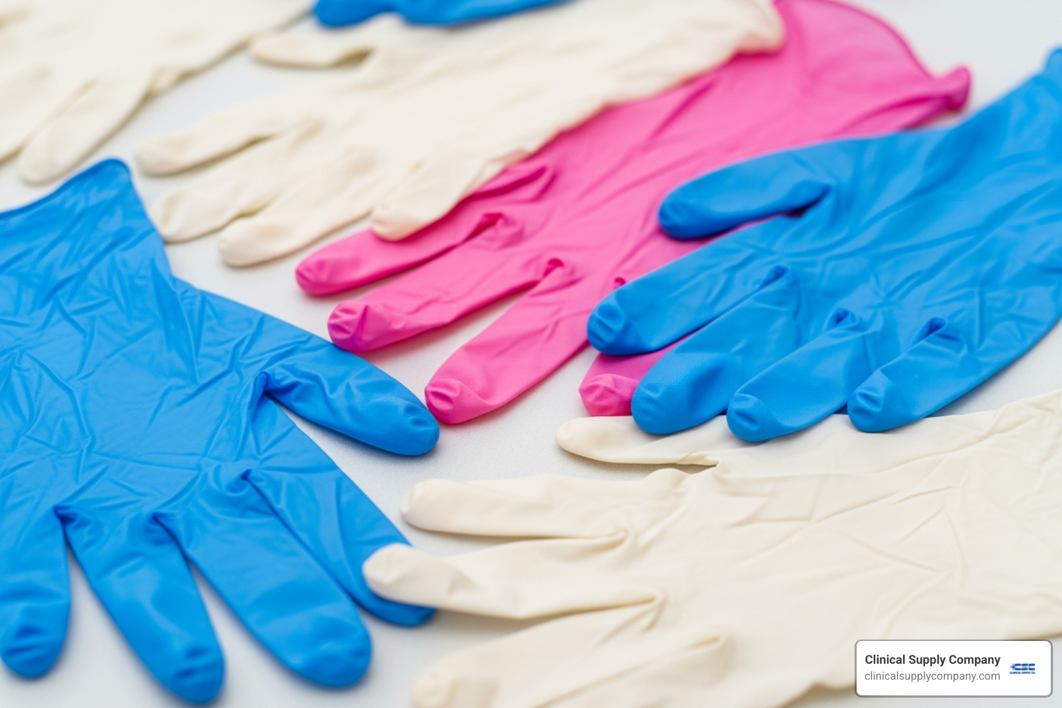 various types of dental exam gloves including nitrile and polychloroprene - dental PPE supplies