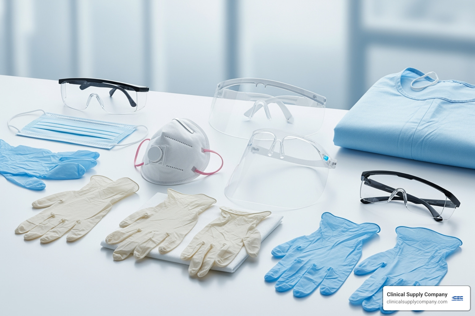 table comparing PPE requirements for different dental procedures - dental PPE supplies