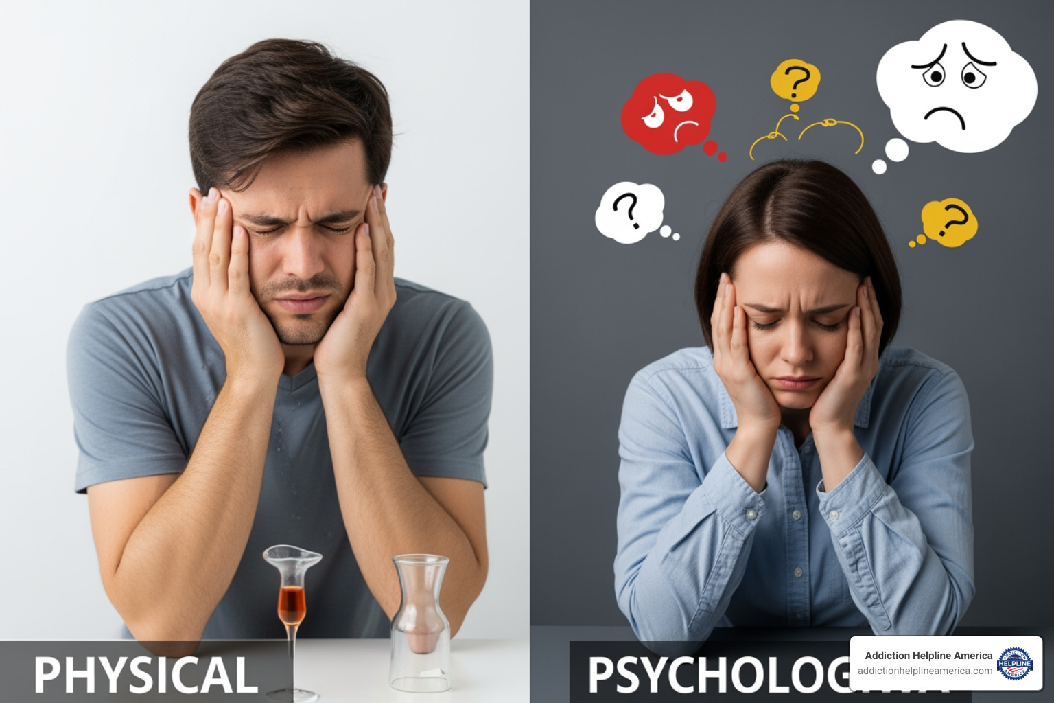 image illustrating the difference between physical and psychological symptoms - withdrawal symptoms image illustrating the difference between physical and psychological symptoms - withdrawal symptoms