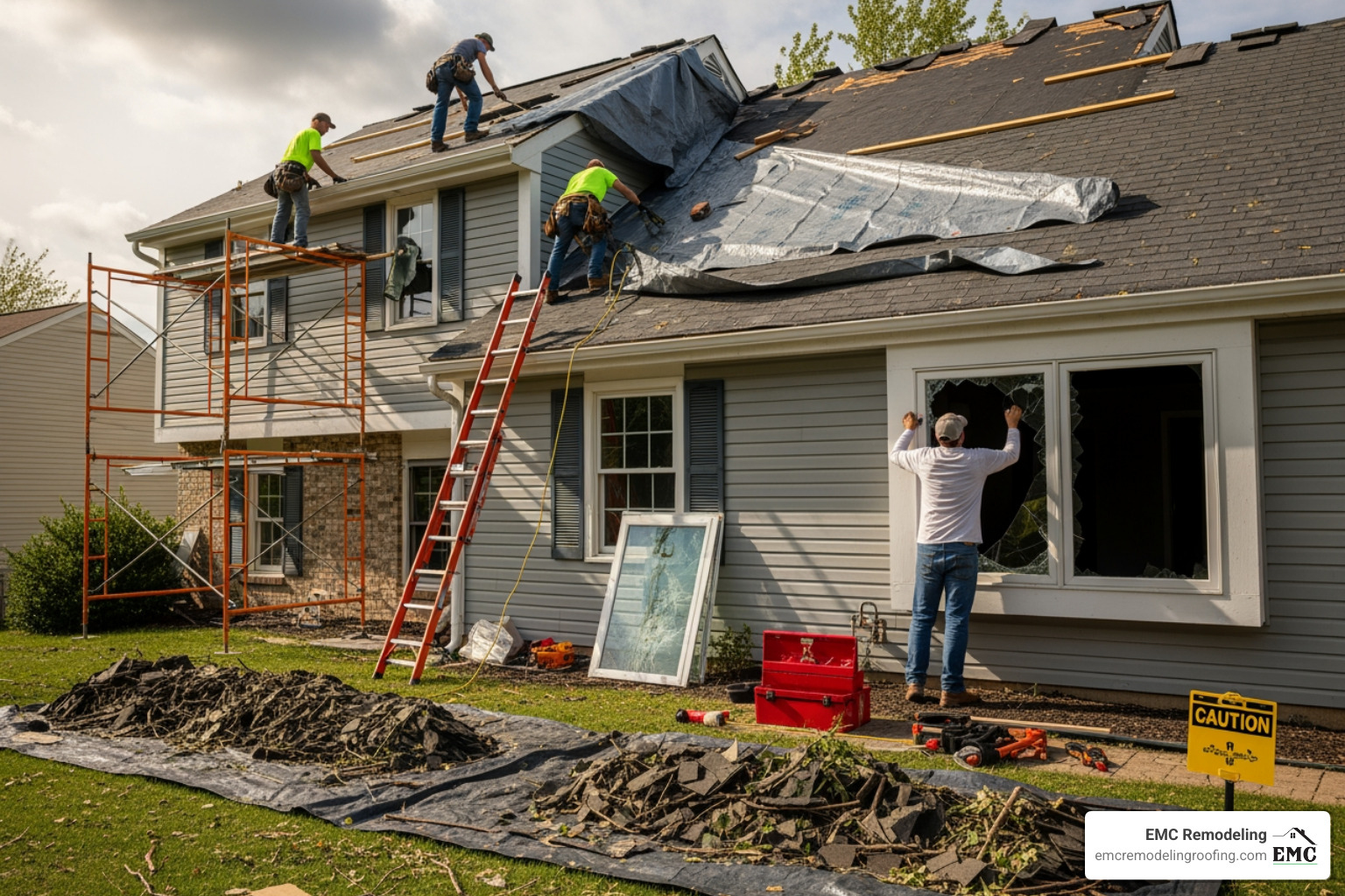 home exterior with coordinated window and roof repairs post-storm - window repair Temple TX