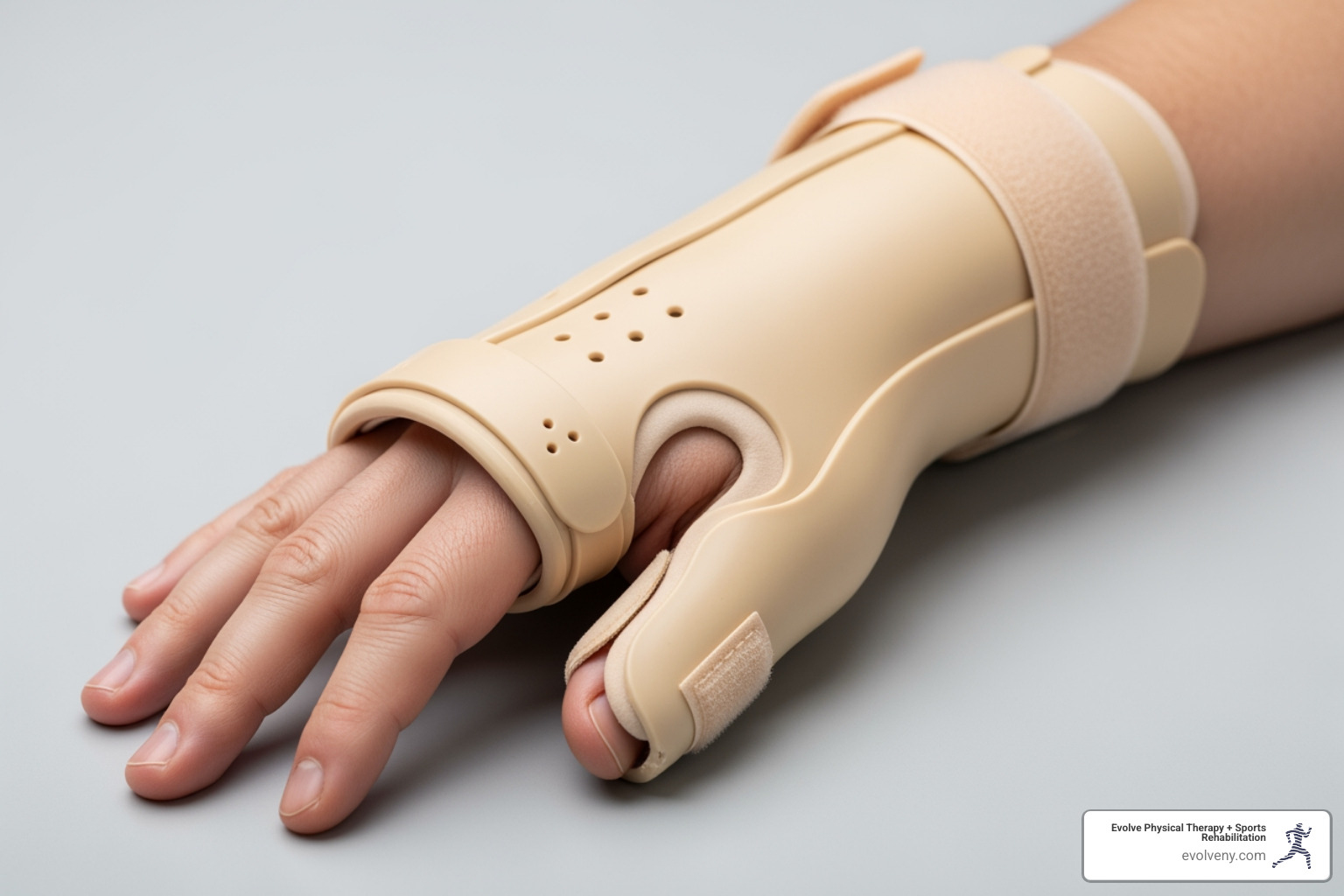 Image of a custom-fabricated hand splint - Brooklyn hand therapy Image of a custom-fabricated hand splint - Brooklyn hand therapy