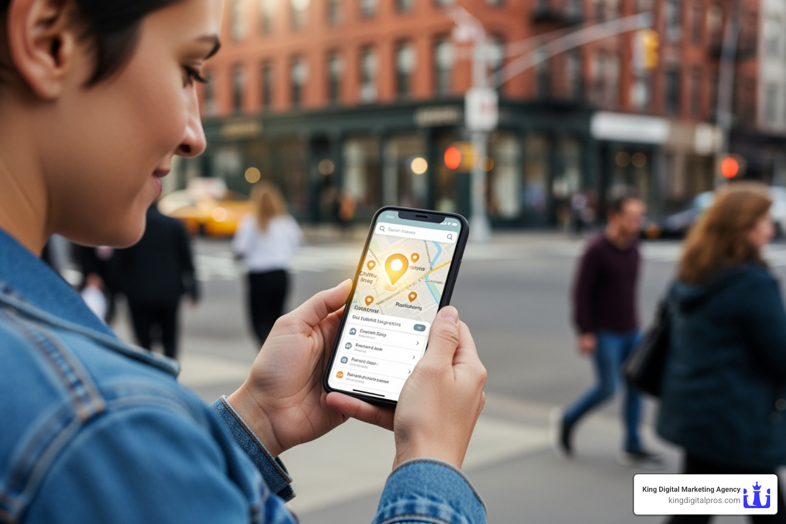 of a customer leaving a 5-star review on their phone - optimize local search of a customer leaving a 5-star review on their phone - optimize local search