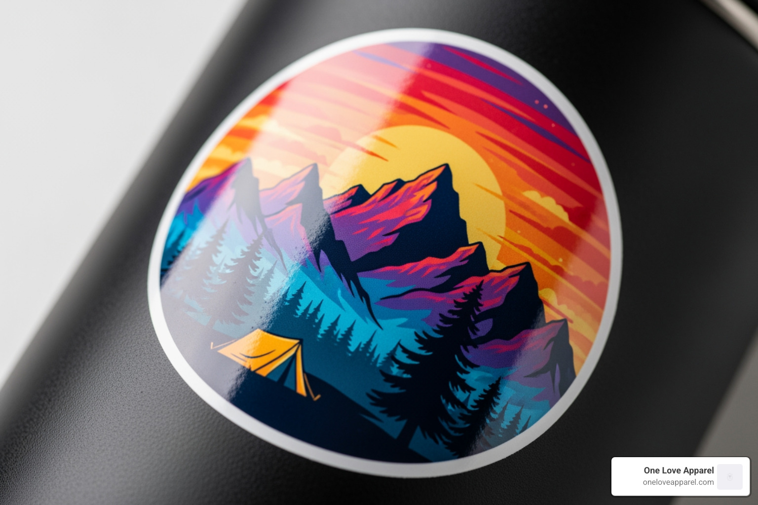 close-up on a vinyl sticker showing its texture and finish - cool stickers for water bottles