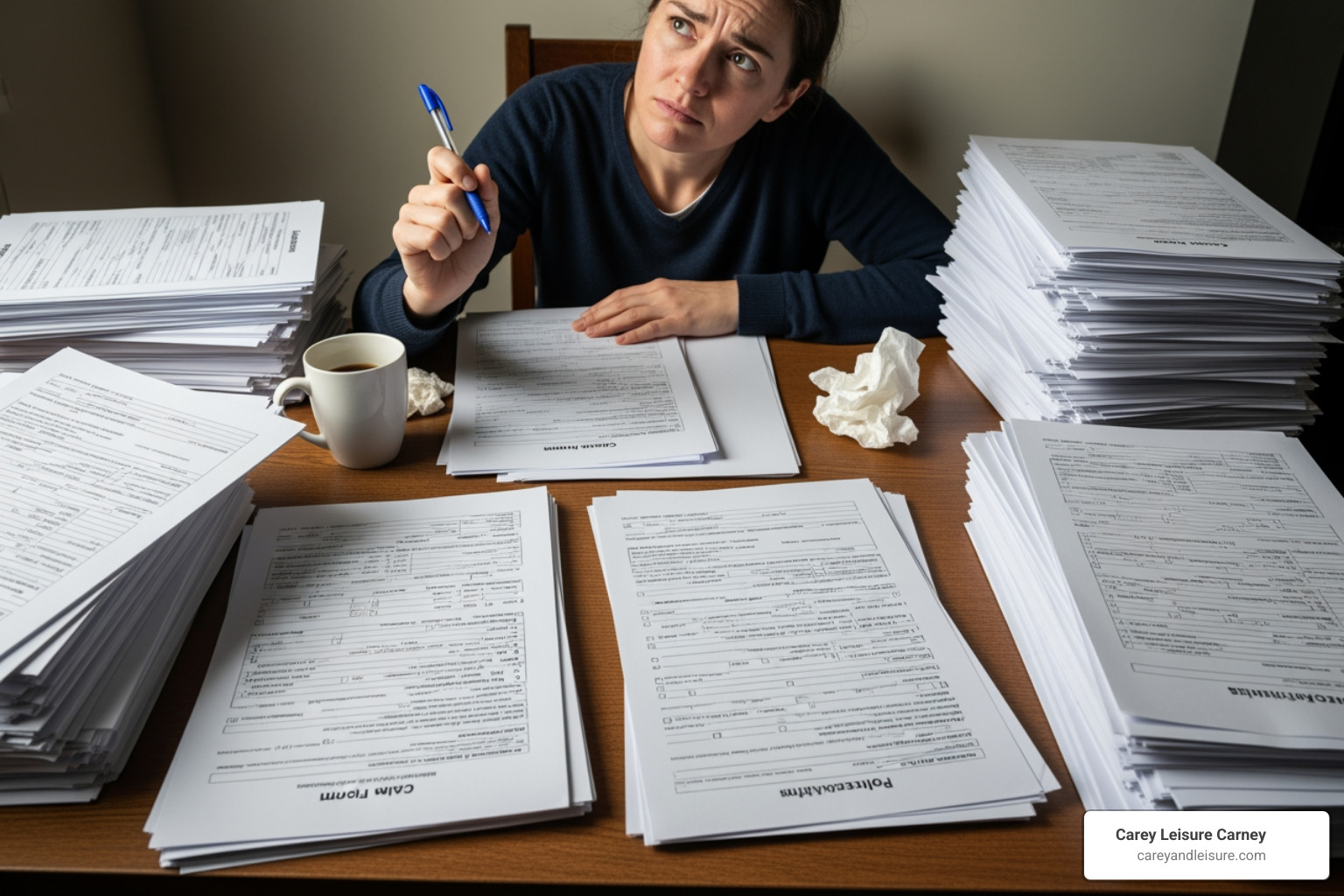 Stressed person reviewing insurance paperwork - accident attorneys clearwater fl Stressed person reviewing insurance paperwork - accident attorneys clearwater fl