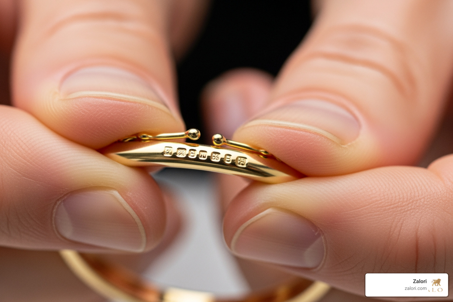 person examining bracelet hallmark - 14k gold bracelet italy