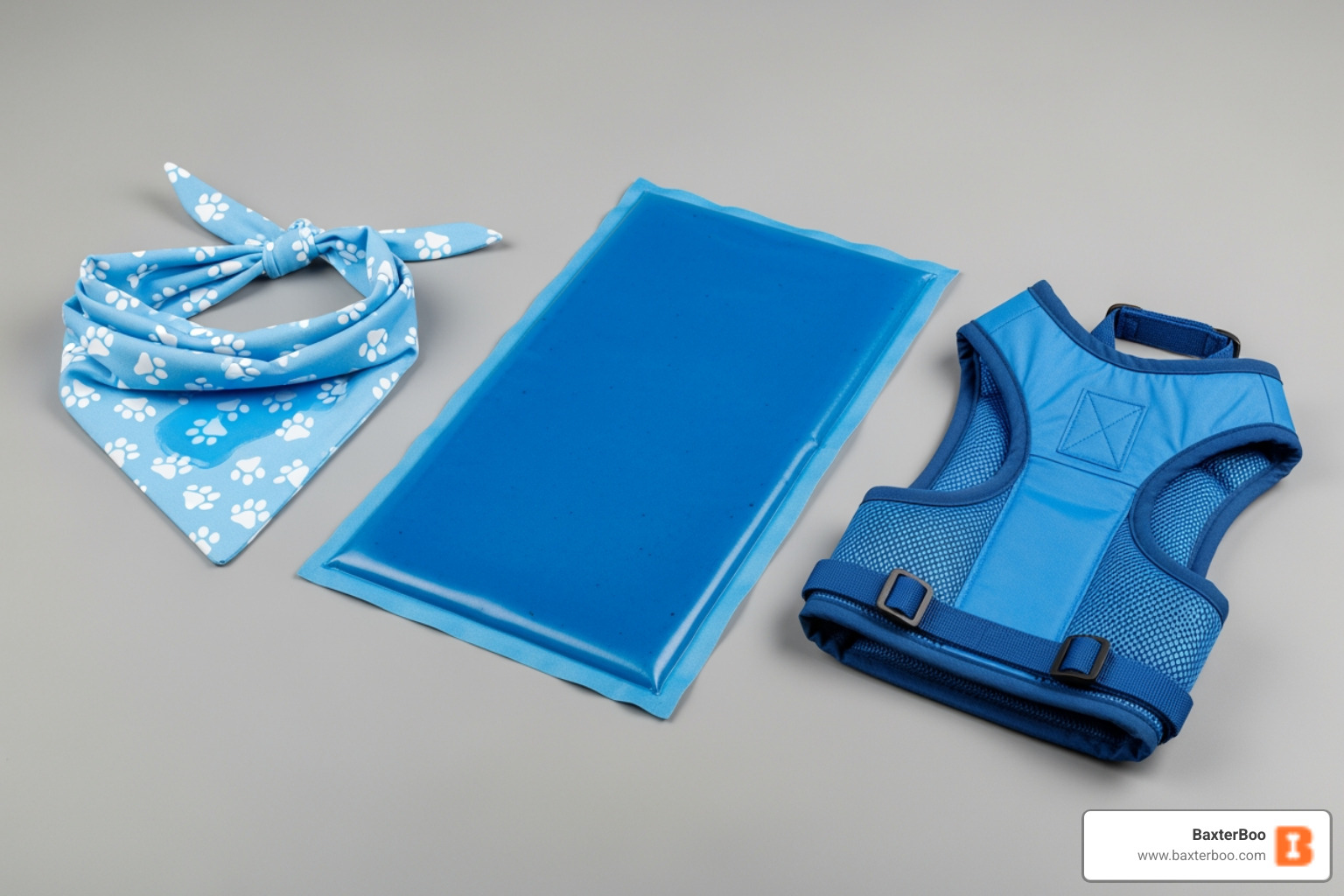 cooling mat, wet bandana, and cooling vest - cooling jacket for dogs