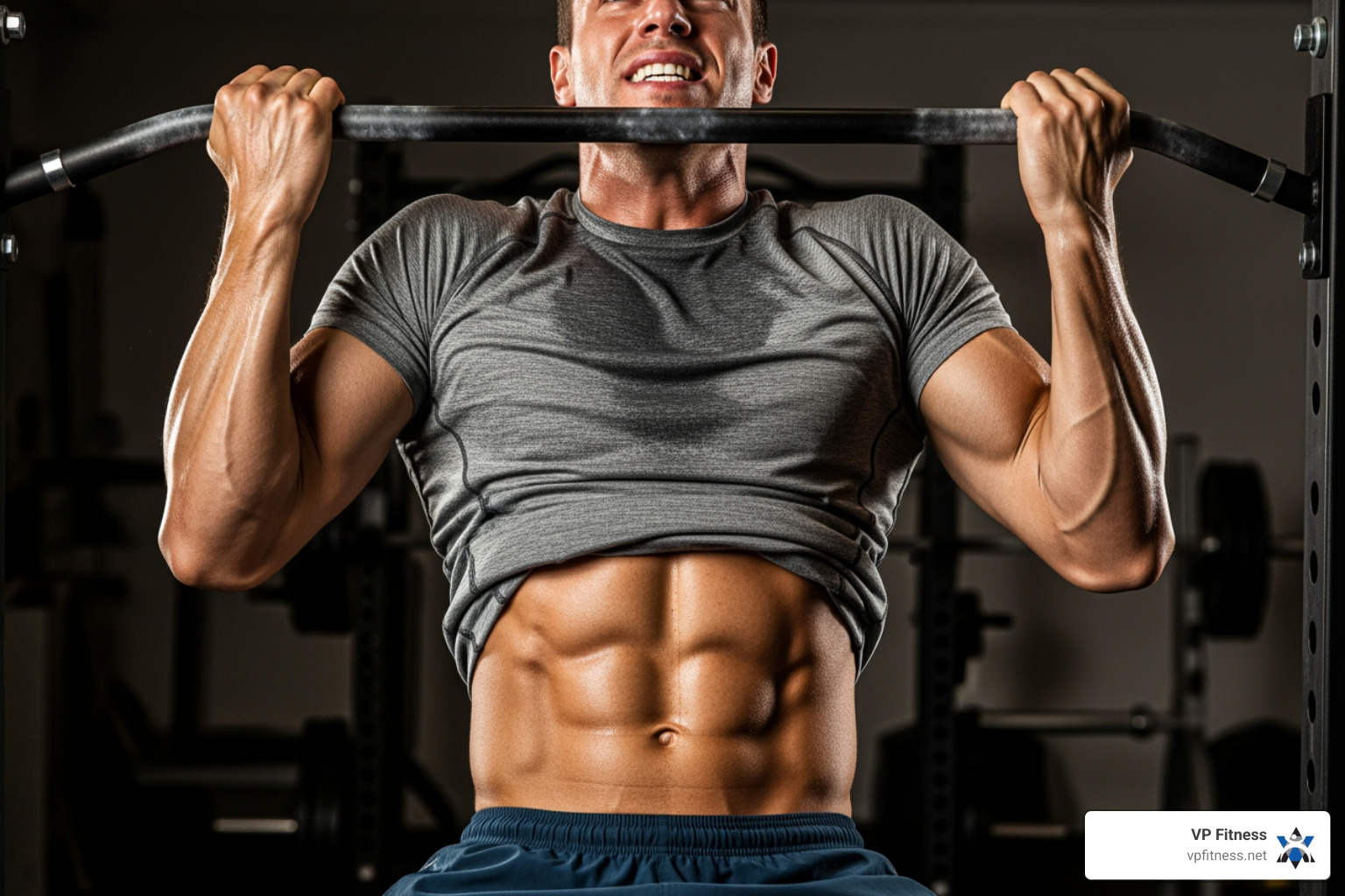athlete performing a pull-up - 4 day split hitting each muscle twice