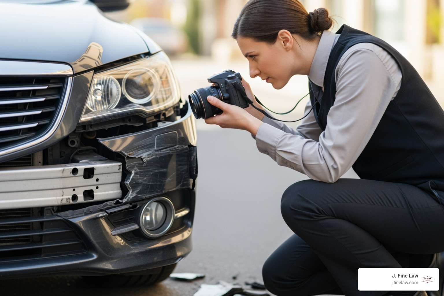 person taking photos of vehicle damage - Bucks County motorcycle accident person taking photos of vehicle damage - Bucks County motorcycle accident