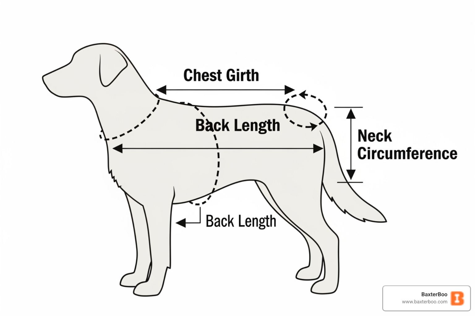 diagram showing how to measure a dog for a coat - dog winter coats