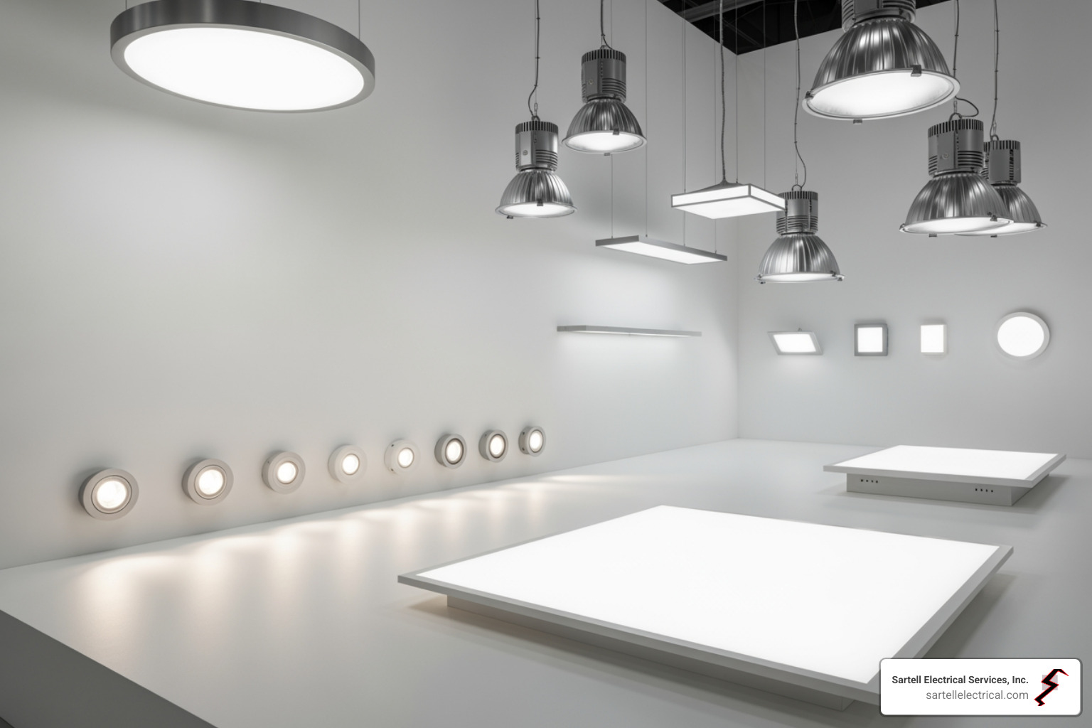 various types of LED bulbs and fixtures like panels, downlights, and high-bay lights - Energy Efficient Lighting Ipswich various types of LED bulbs and fixtures like panels, downlights, and high-bay lights - Energy Efficient Lighting Ipswich