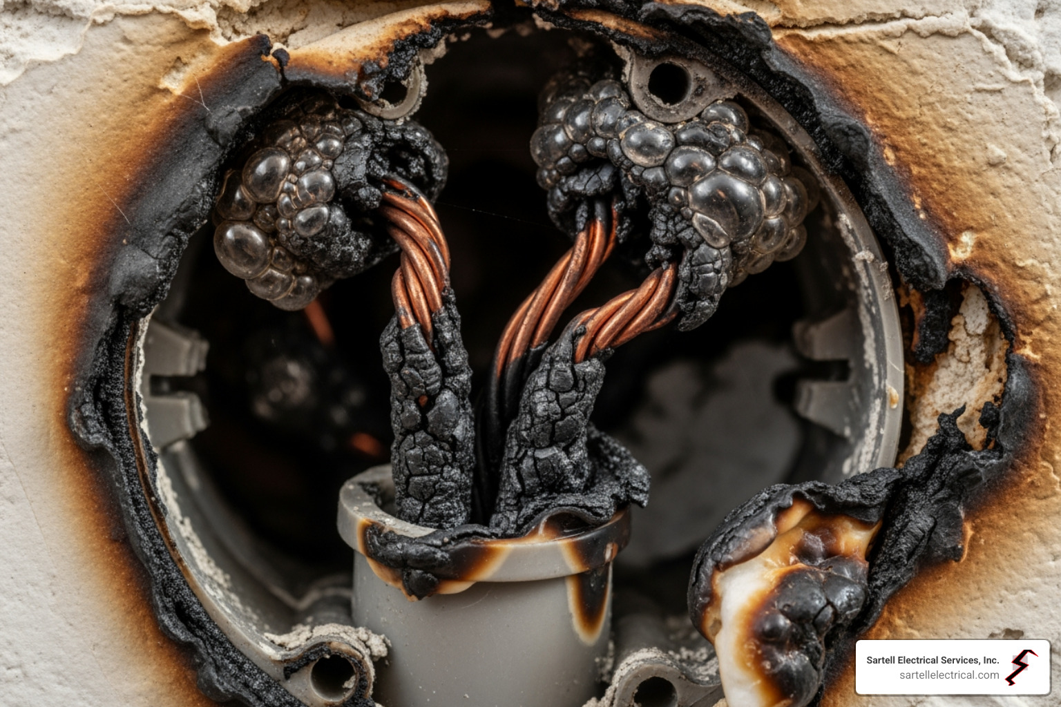 overheated damaged wire - 60 amp meter with 100 amp panel