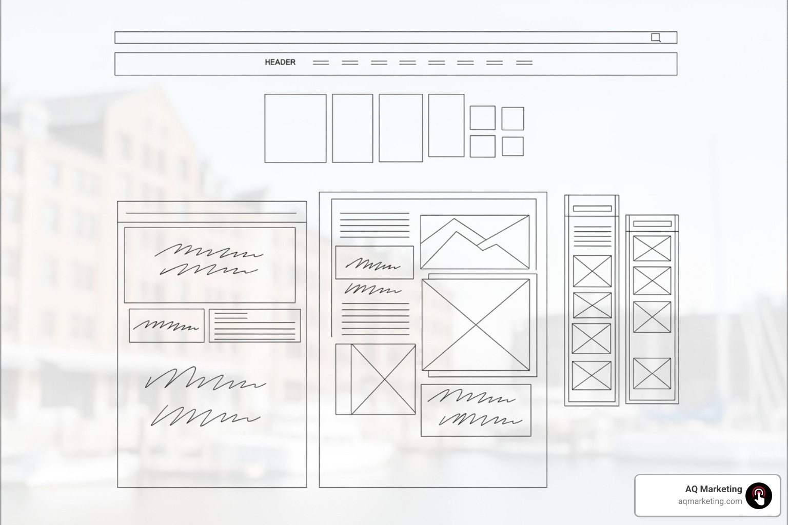 website wireframe showing key elements like navigation, CTAs, and content blocks - website design Woburn MA website wireframe showing key elements like navigation, CTAs, and content blocks - website design Woburn MA