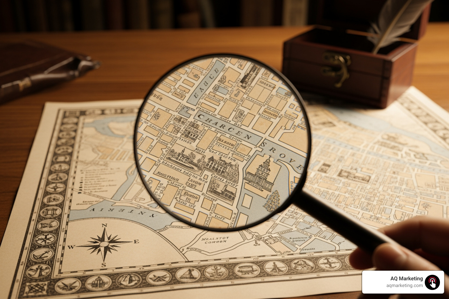 magnifying glass over a map of Boston area - digital marketing cost for small business magnifying glass over a map of Boston area - digital marketing cost for small business
