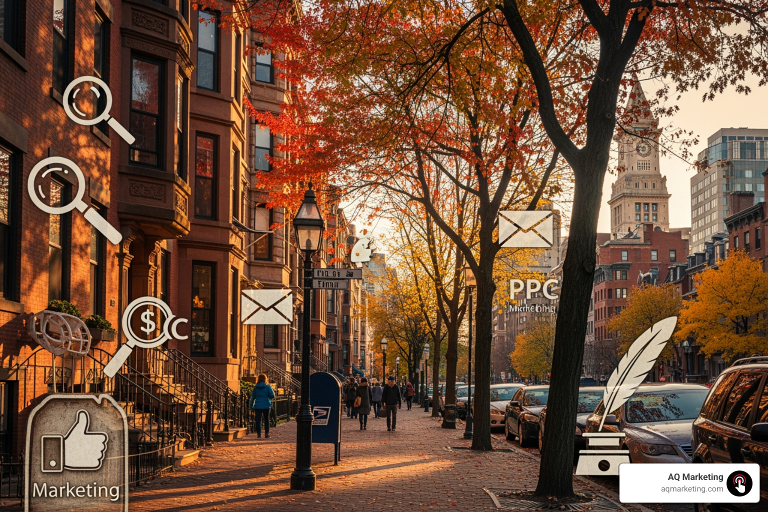 digital marketing channels icons in a New England setting - digital marketing cost for small business digital marketing channels icons in a New England setting - digital marketing cost for small business