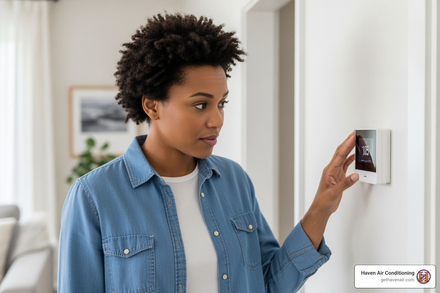 homeowner checking modern thermostat - heating system problems homeowner checking modern thermostat - heating system problems