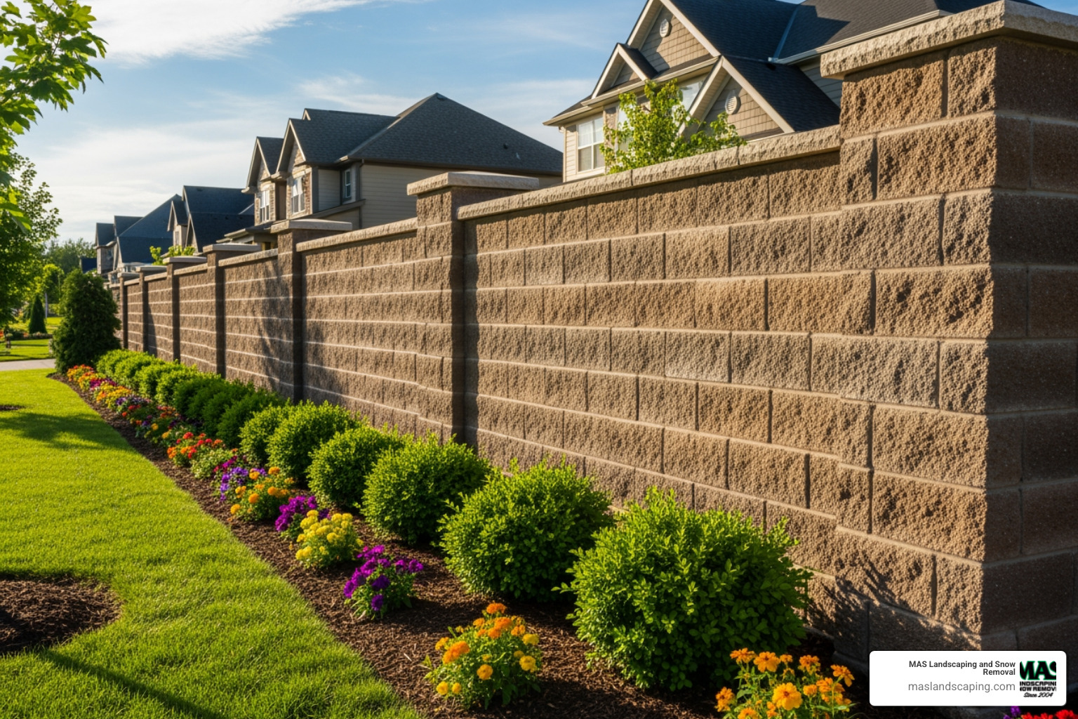 large decorative block wall fence project - cost to build block wall fence