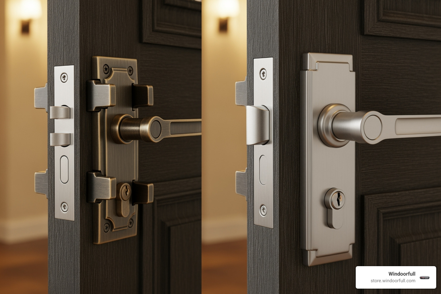 a robust exterior multi-point lock with a simpler interior privacy knob - French door hardware a robust exterior multi-point lock with a simpler interior privacy knob - French door hardware