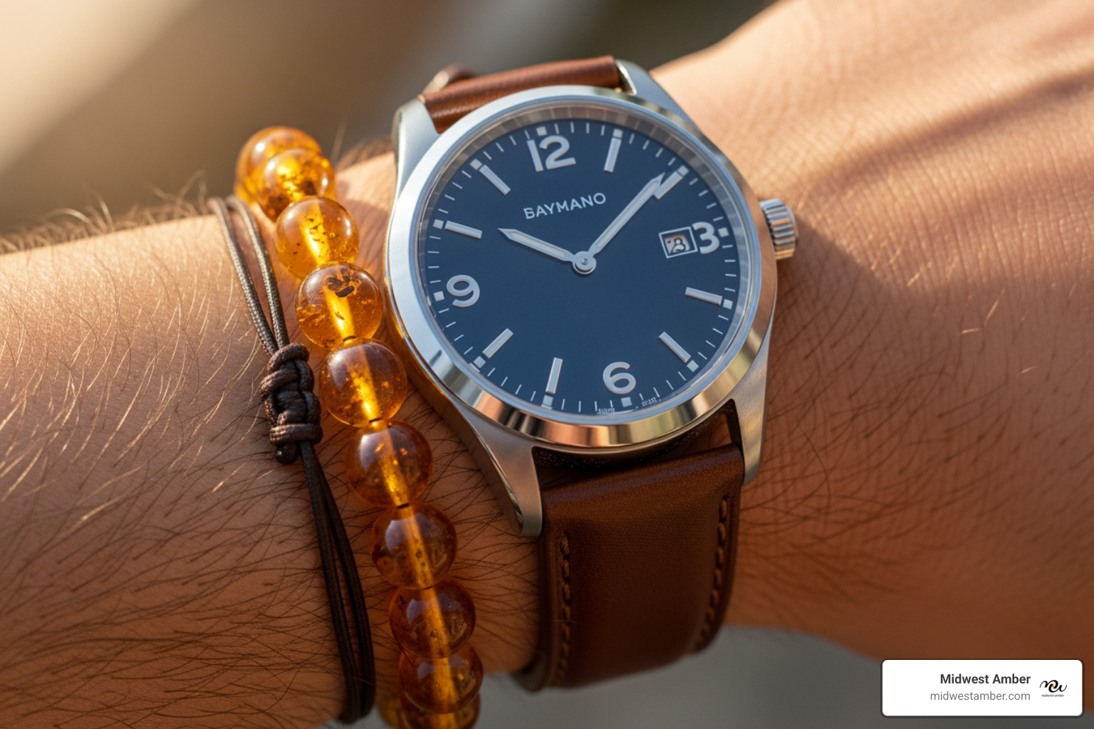 man's watch and amber bracelet combination - men amber jewelry bracelets
