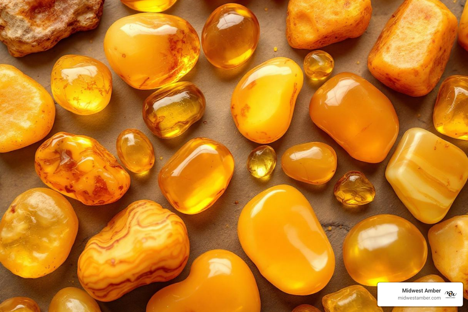 Image showcasing the color variations of yellow and honey amber, from opaque egg-yolk to translucent honey - raw yellow honey baltic amber jewelry for men