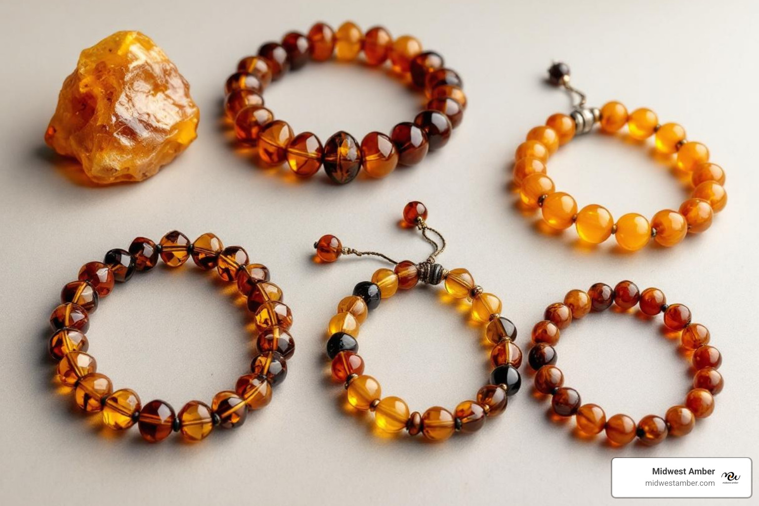 various men's amber bracelets, including raw, polished, and beaded styles - amber men jewelry